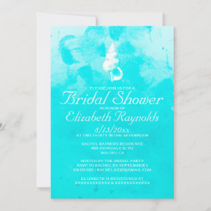 Rustic Seashells Destination Bridal Shower Invites