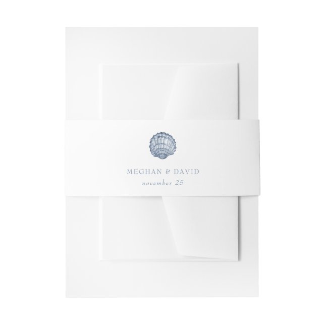 Rustic Seashells Marine Ocean Beach Wedding Invitation Belly Band (Front Example)