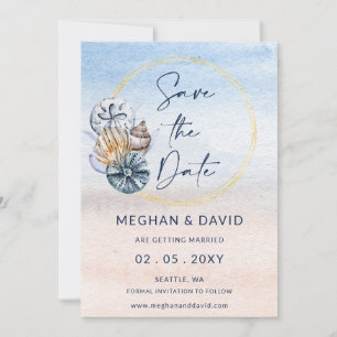 Rustic Seashells Ocean Sea Summer Beach Photo Save The Date