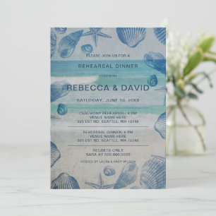 Rustic Seashells Sea Ocean Beach Rehearsal Dinner Invitation