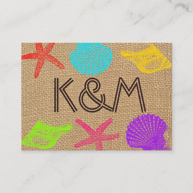 Rustic Seashore Wedding Place Cards (Front)