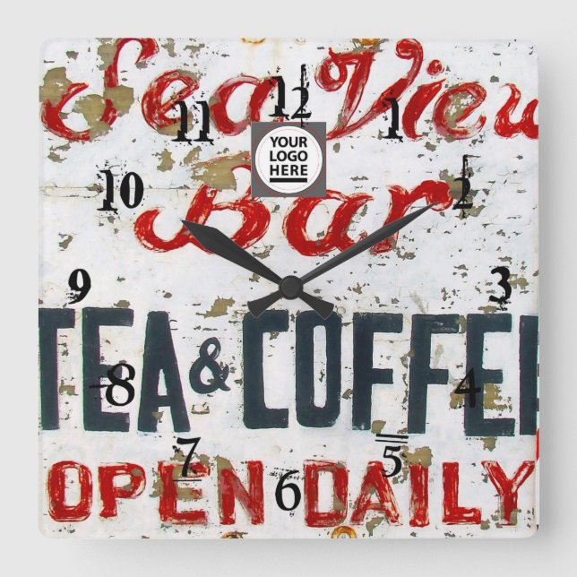 Rustic Seaview Coastal themed Hotel personalised Square Wall Clock (Front)