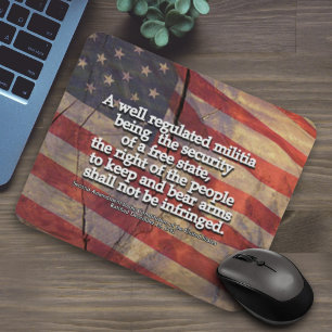 Rustic Second Amendment Typography US Flag Mouse Mat