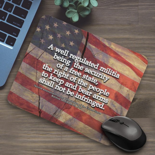 Rustic Second Amendment Typography US Flag Mouse Mat (Creator Uploaded)