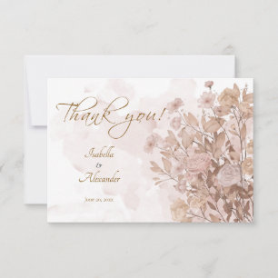 Rustic Sepia Floral - Vintage Garden Style Thank You Card