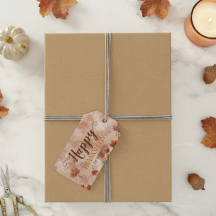 Rustic Sepia Watercolor Maple Leaves Thanksgiving Gift Tags