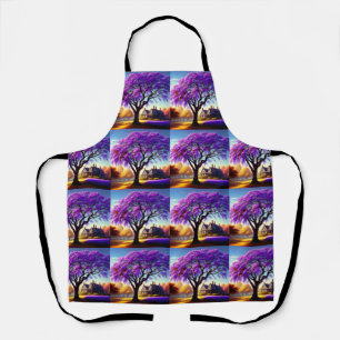 **"Rustic Serenity: The Purple Jacaranda's Embrace Apron