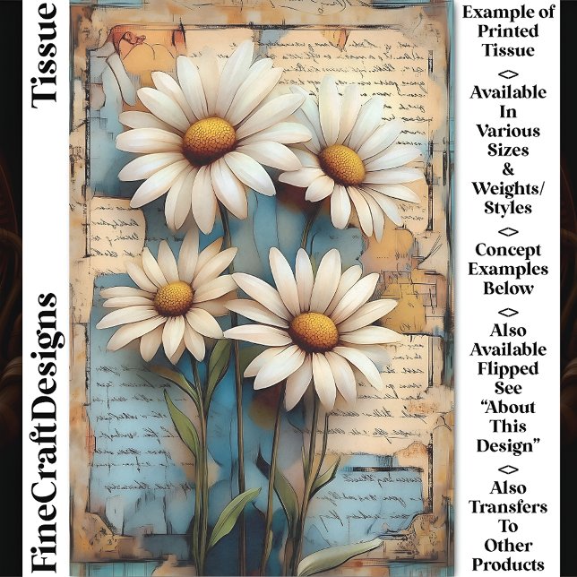 Rustic Shabby Chic White Daisies DB5L Decoupage Tissue Paper (Creator Uploaded)