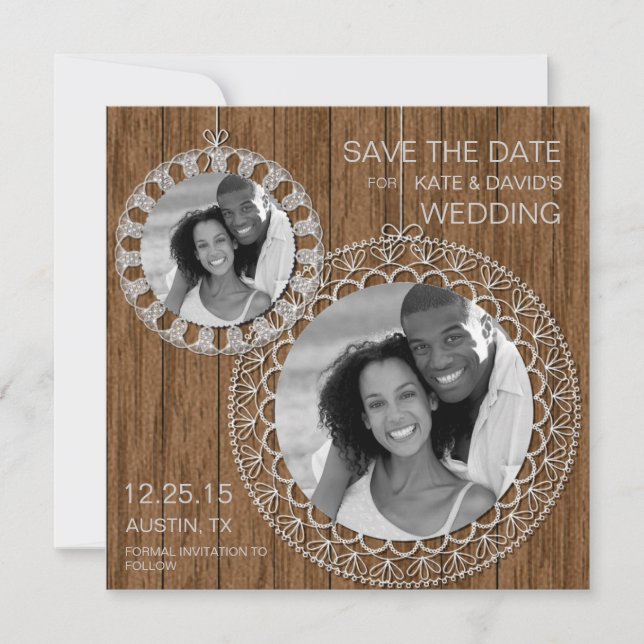 Rustic Shabby Country Wedding Photo Save The Date (Front)
