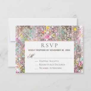 *~* Rustic - Shabby Rainbow Distressed Wood RSVP Card