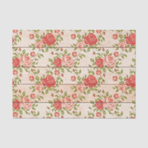 Rustic Shabby Rose Wooden Slats Tissue Paper