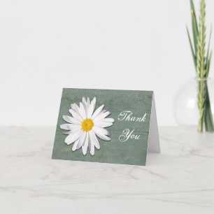Rustic Shasta Daisy Crackled Paint Thank You Card