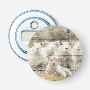 Rustic Sheep Baby Lamb Burlap Bottle Opener