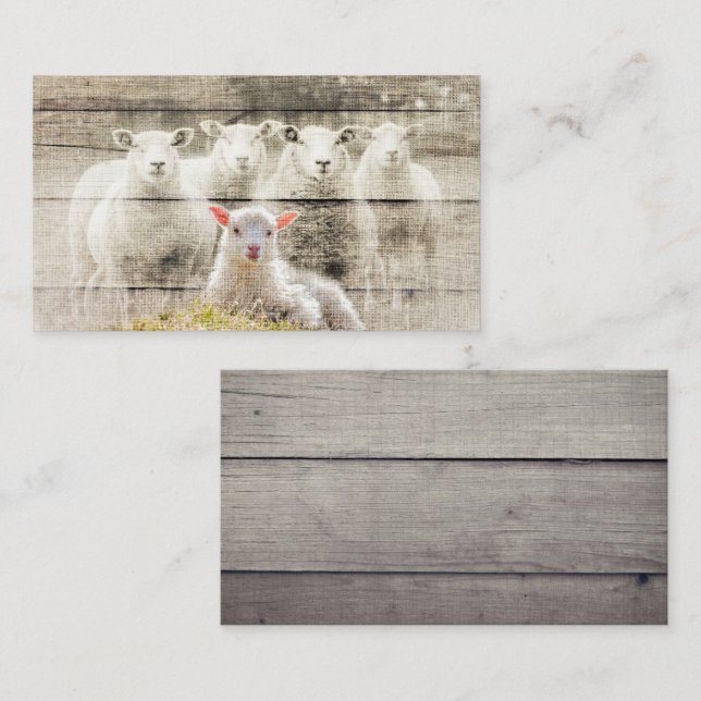 Rustic Sheep Baby Lamb Burlap Business Card (Front/Back)