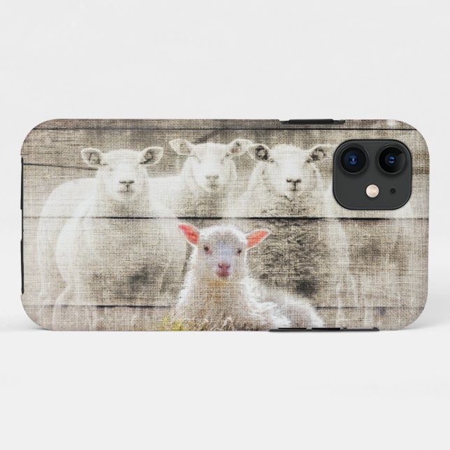 Rustic Sheep Baby Lamb Burlap Case-Mate iPhone Case (Back (Horizontal))