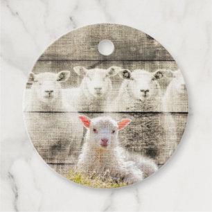Rustic Sheep Baby Lamb Burlap Favour Tags