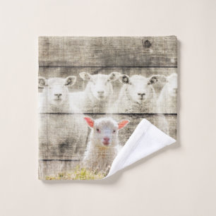 Rustic Sheep Baby Lamb Burlap Wash Cloth