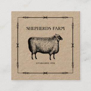 Rustic Sheep Iron Arrows Kraft Custom Farm Logo Square Business Card