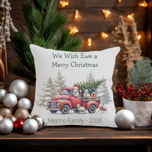 Rustic Sheep Red Truck Themed Cushion