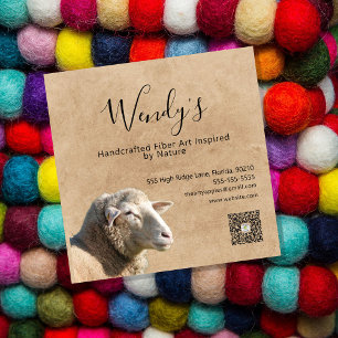 Rustic Sheep Wool Fiber Designer Business Card