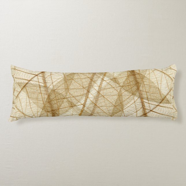 Rustic Sheer Cream Lace Leaves Body Cushion (Front)