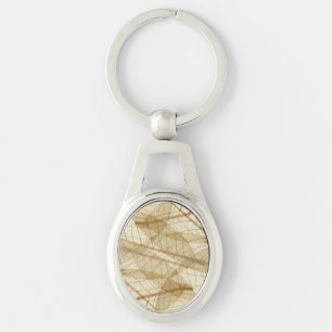 Rustic Sheer Cream Lace Leaves Key Ring