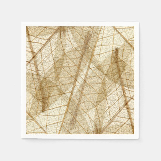 Rustic Sheer Cream Lace Leaves Napkin (Front)