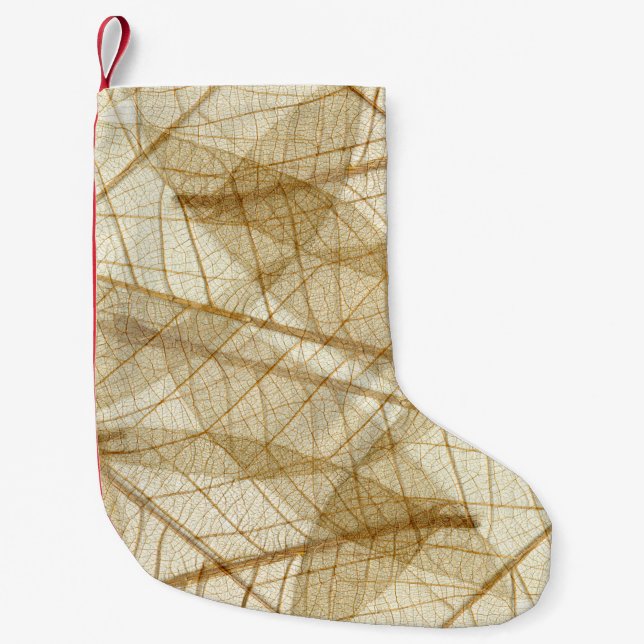 Rustic Sheer Cream Lace Leaves Small Christmas Stocking (Front)