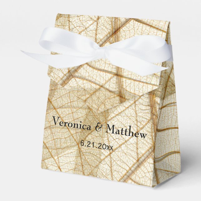 Rustic Sheer Cream Lace Leaves Wedding Favour Box (Front Side)