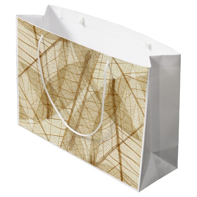 Rustic Sheer Lace Leaves Large Gift Bag (Back Angled)