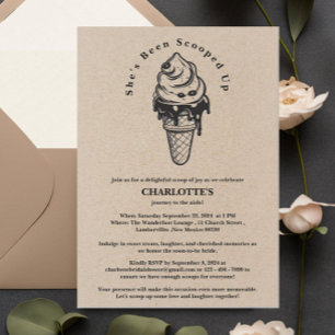 Rustic She's Been Scooped Up Bridal Shower Invitation
