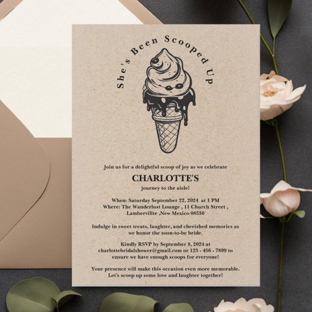 Rustic She's Been Scooped Up Bridal Shower Invitation (Creator Uploaded)