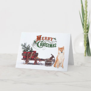 Rustic Shiba Inu Christmas Card