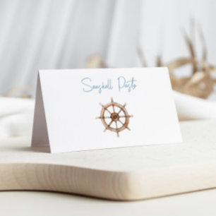 Rustic Ship Wheel Food Label Place Card