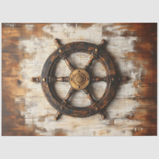 Rustic Ship Wheel Helm Nautical Decoupage Tissue Paper