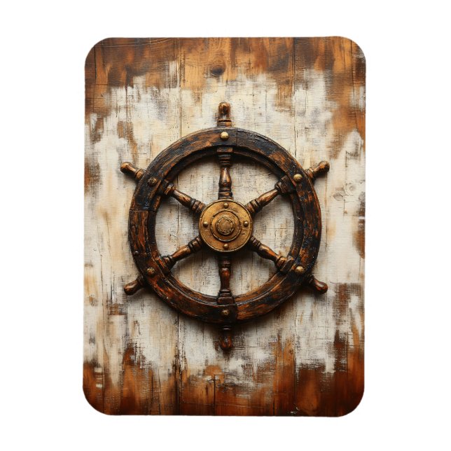 Rustic Ship Wheel Helm Nautical Flexible Magnet (Vertical)