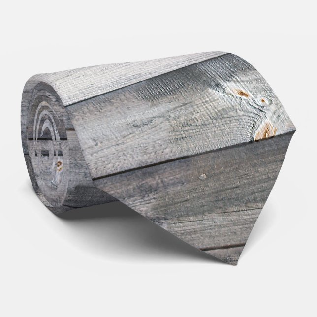 Rustic Shiplap Wood Boards Striped Pattern Tie (Rolled)