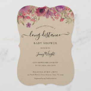 Rustic Shower By Mail Long Distance Floral Invitation