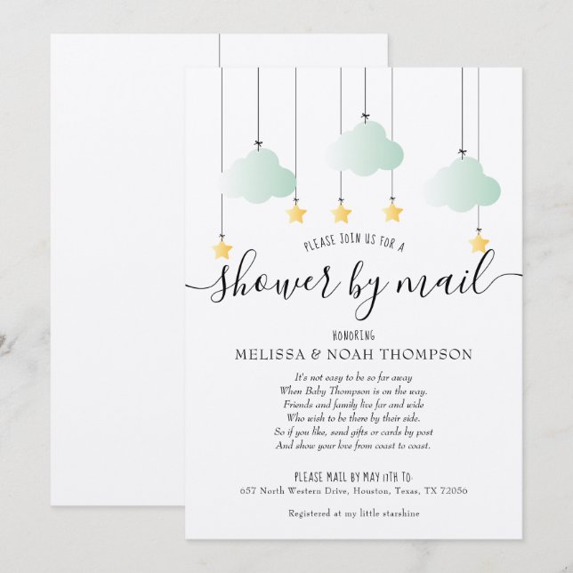 Rustic Shower By Mail Long Distance Sprinkle Invitation (Front/Back)