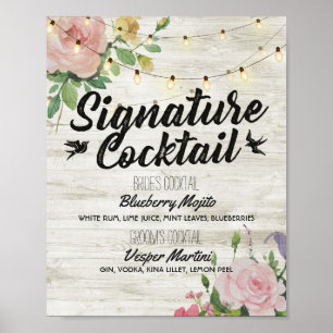Rustic Signature Cocktail Drink Menu Wedding Decor