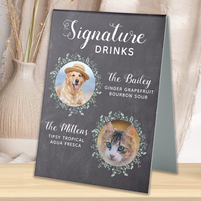 Rustic Signature Drinks Pet Wedding Custom 2 Photo (Creator Uploaded)
