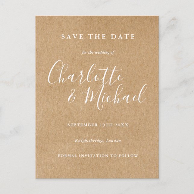 Rustic Signature Wedding Save the Date Card (Front)