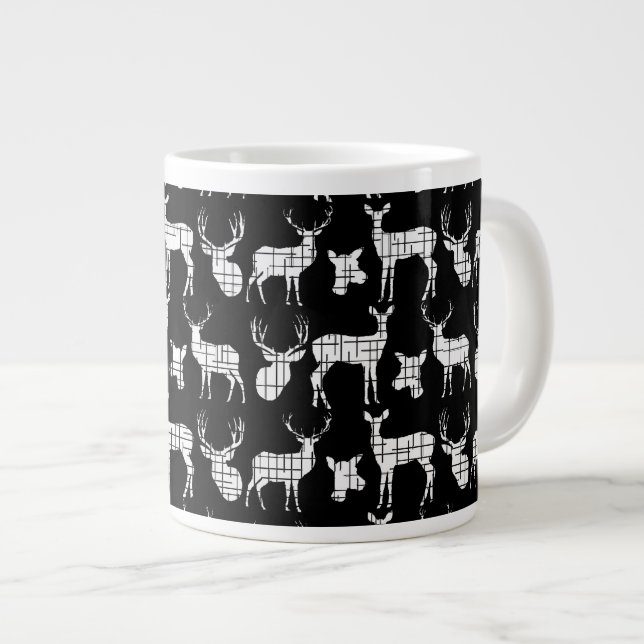 Rustic Silhouette Deer on Black Speciality Mug (Front Right)