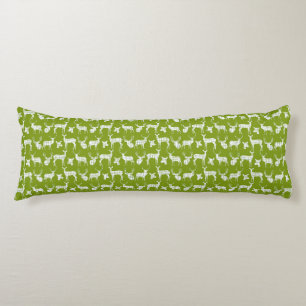 Rustic Silhouette Deer On Green Body Pillow