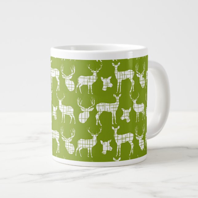 Rustic Silhouette Deer on Green Speciality Mug (Front Right)