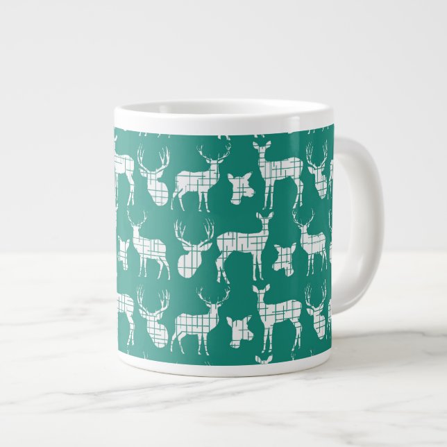 Rustic Silhouette Deer on Teal Speciality Mug (Front Right)