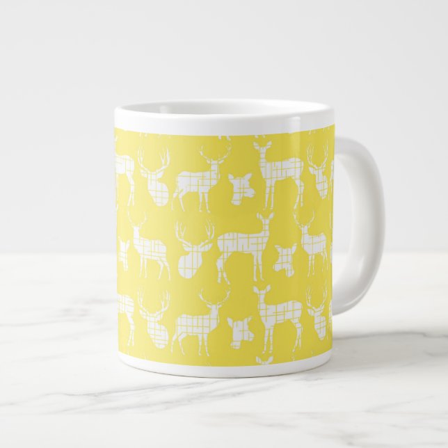 Rustic Silhouette Deer on Yellow Speciality Mug (Front Right)