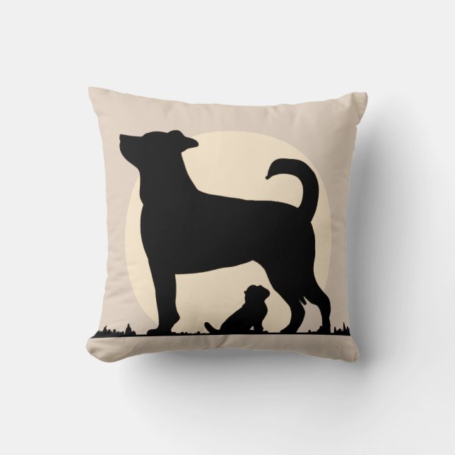 Rustic Silhouette of Mum & Pup with Emotional Bond Cushion (Front)
