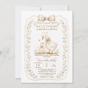 Rustic  Silly Goose Baby Shower Watercolor Invitation
