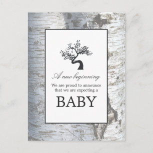 Rustic Silver Birch Tree Baby Announcement